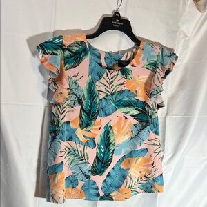 Leafy Paradise Ruffle Sleeve Blouse